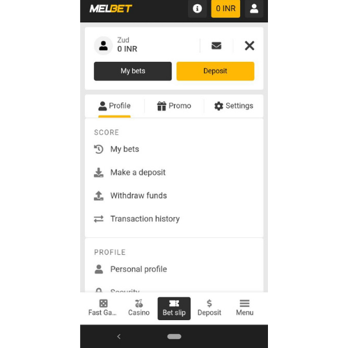 Melbet review app main screen